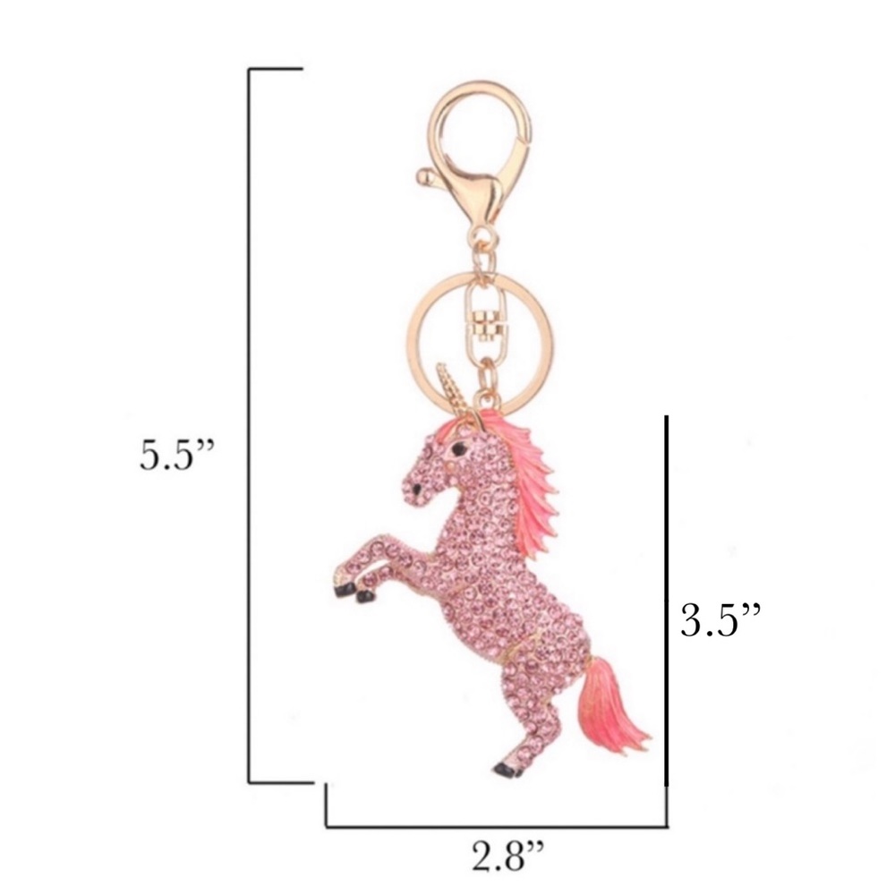 Magical Pink Crystal Unicorn Keychain Charm - Picture 16 of 16